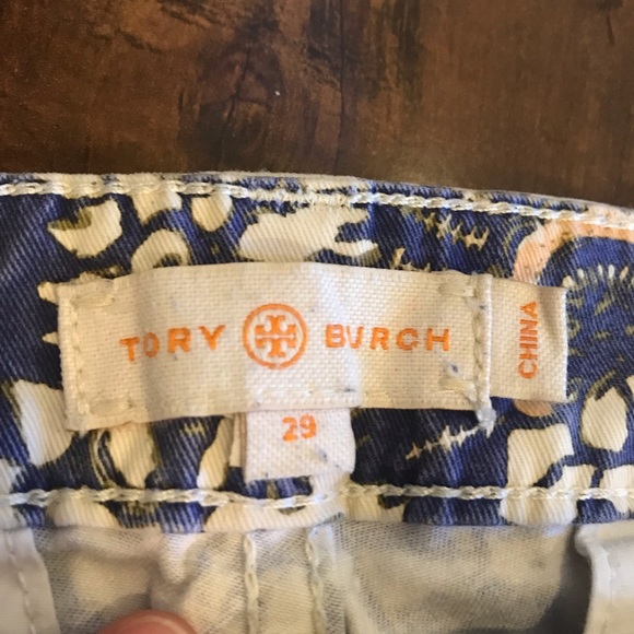 Tory Burch Paisley Blue White and Peach Capris Pants - Picture 4 of 14